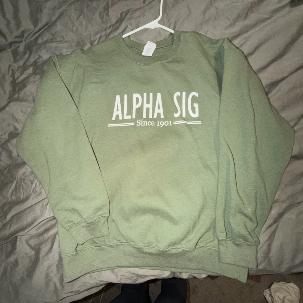 Gildan Alpha Sig Sweatshirt in Olive Green